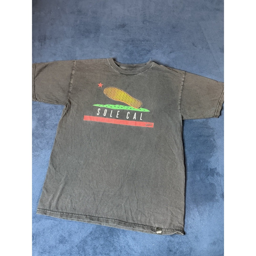 Vans Official Solecal Cali Skate Tee Mens Size M Black Faded Y2K Graphic T-Shirt